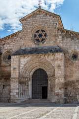 Gothic front of the church of Saint Philip in Brihuega, Guadalajara province. Spain