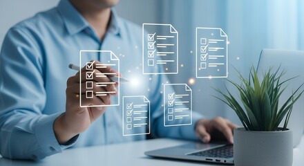 Professional Managing Digital Documents and Checklist on Virtual Interface