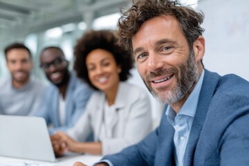 Business-Team bei einem Meeting im modernen Büro – Zusammenarbeit und Erfolg