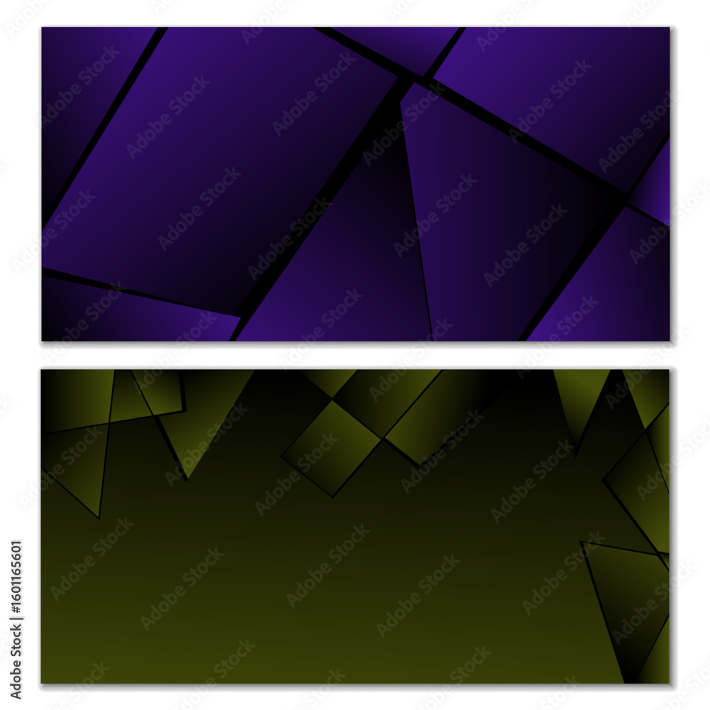 Poster abstract polygonal pattern. set of two dark gradient polygonal backgrounds. background design, cover