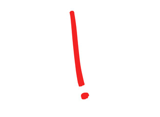 Doodle red exclamation mark brush stroke marker highlighter isolated on transparent background