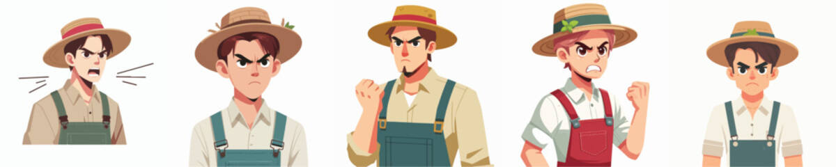 farmer character vector showing angry expression