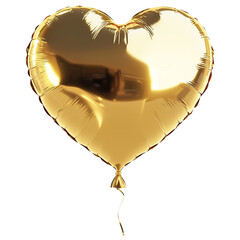 3d rendering icon gold heart balloon illustration PNG. cartoon minimal style colorful heart shape balloon on transparent isolated background.