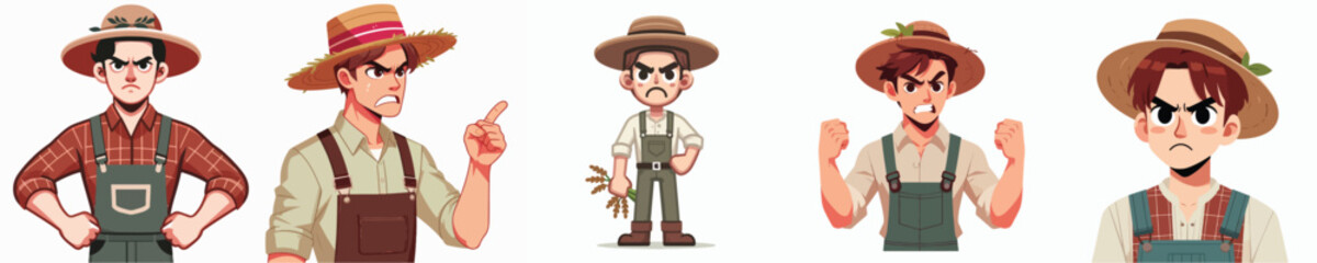 farmer character vector showing angry expression
