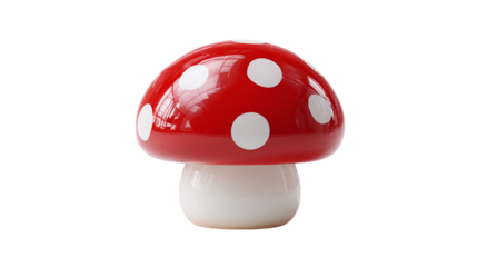 Duplicate red mushroom cap icon in playful 3D plastic form. Isolated on transparent background 