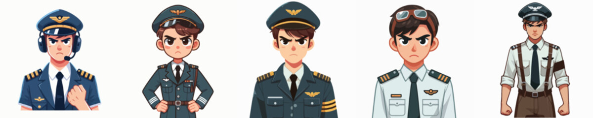 pilot character vector showing angry expression