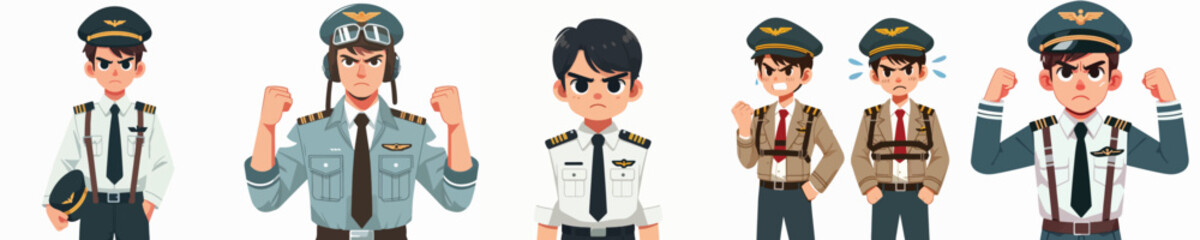 pilot character vector showing angry expression