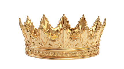 Duplicate crown in royal gold, stylized 3D cartoon version. Isolated on transparent background 