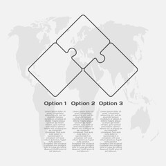 Three steps line infographic, puzzle diagram