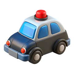 A 3d render of a cute cartoon police car isolated on transparent background