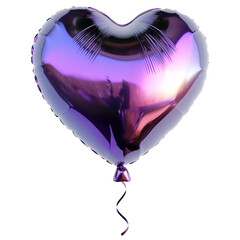 3d rendering icon chrome heart balloon illustration PNG. cartoon minimal style colorful heart shape balloon on transparent isolated background.