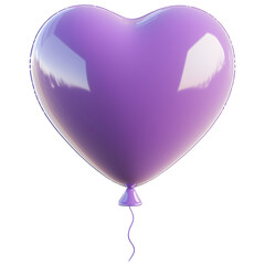 3d rendering icon purple heart balloon illustration PNG. cartoon minimal style colorful heart shape balloon on transparent isolated background.