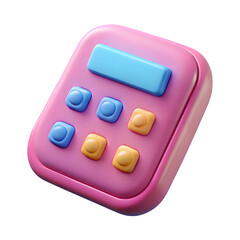 A 3d render of a cute pink calculator icon isolated on transparent background