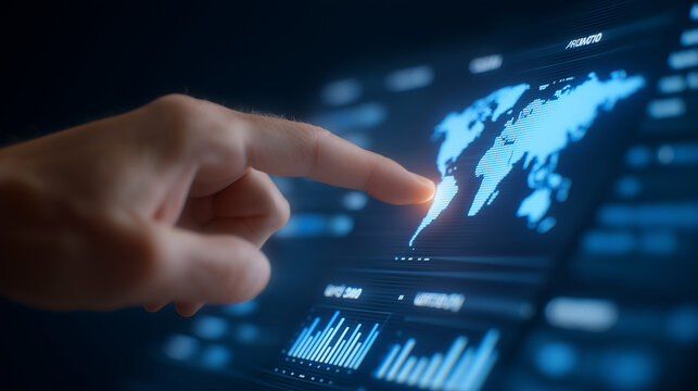 Futuristic Holographic Analytics Console with KPIs and Charts