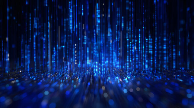 Futuristic Encoder-Decoder Flowchart with Blue Blocks and Digital Background