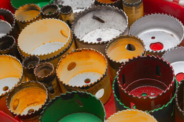 Set of core drills for drilling various materials.