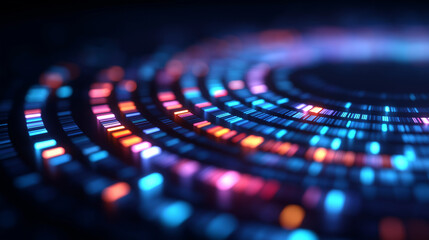 Futuristic genome wheel with concentric rings and vibrant segments