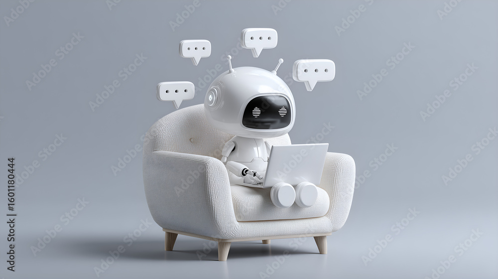 Poster ai assistant: a futuristic and innovative ai assistant is depicted, comfortably seated while immerse