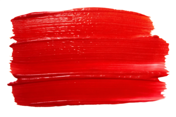 Red paint stroke isolated on a transparent background