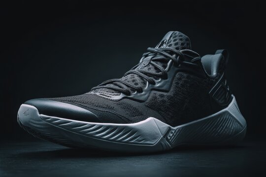 Stylish black athletic shoe. Modern design, perfect for sports & fashion. Ideal for websites, ads, & social media. - Powered by Adobe