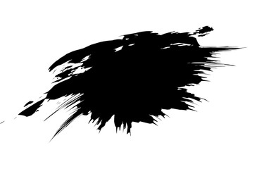 Grunge badge brush, hand drawn black sticker. paint splatter.