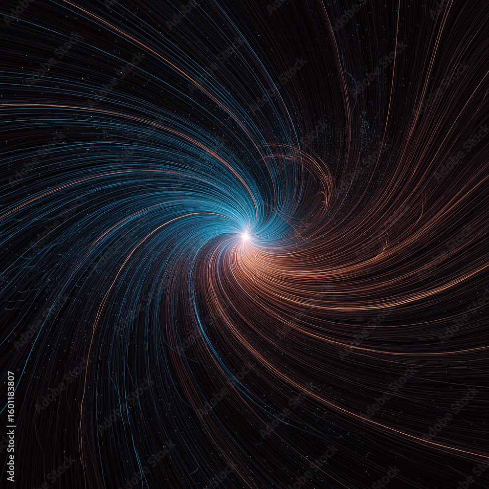Poster entangled light trails in swirling colors: a dynamic abstract image