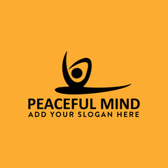 lotus yoga peaceful mind logo design vector