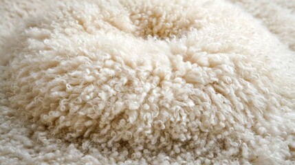 Soft cream sheepskin texture closeup, natural fiber background