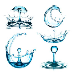 Water Splash Symbols Set – Transparent PNG Collection