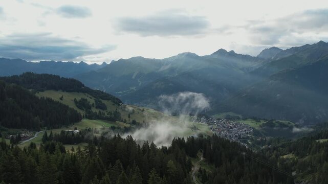 Serfaus Highlands in Morning Mist &ndash; Cinematic Drone Aerial