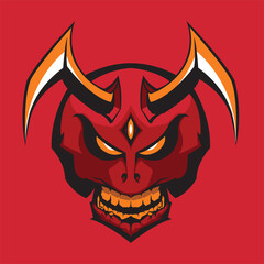 Red demon skull vector illustration