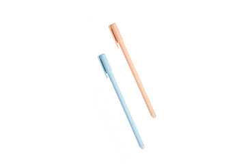 Minimal pastel pens on transparent background
