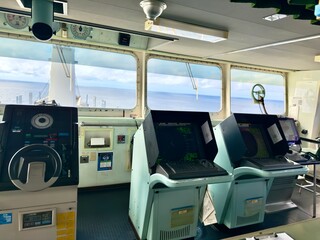 bridge, cockpit, of the cargo ship