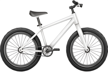 White bicycle with seat and tires isolated on a transparent background bike