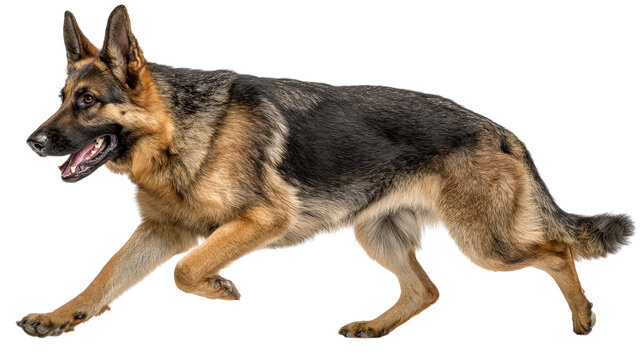 German Shepherd Dog Running with Determination and Focus in Outdoor Environment