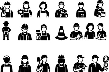 Fototapeta premium Diverse group of skilled workers and tradespeople posing with tools and safety gear