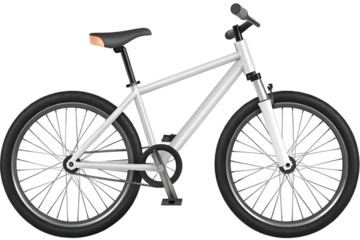 White bicycle with tires and seat isolated on a transparent background bike