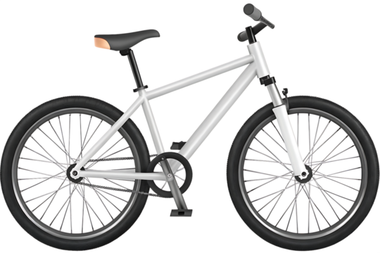 White bicycle with tires and seat isolated on a transparent background bike - Powered by Adobe