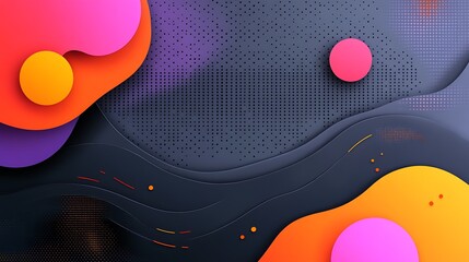 Abstract design with colorful shapes and layered effects.