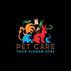 pet dog cat care clinic logo design vector