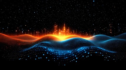 Abstract digital landscape of glowing dots.