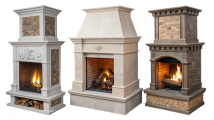 fireplace with burning logs