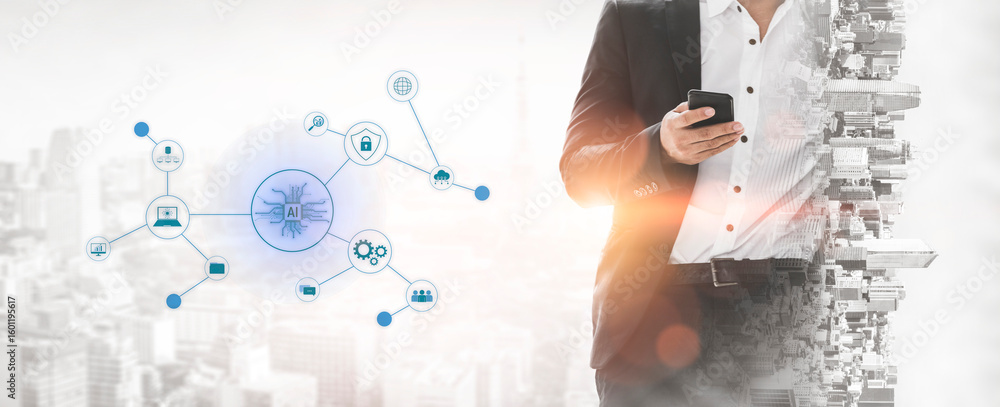 Poster ai network system connects data, security, communication, and intelligence. ai network system enable