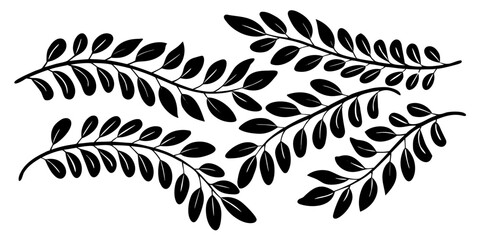 Black Olive Branch Pattern Icon Design
