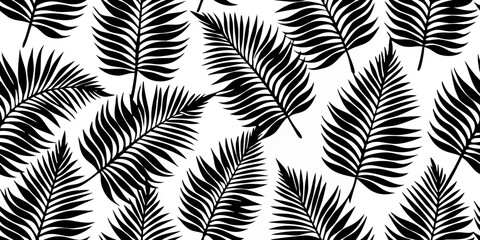 Black Palm Leaf Pattern Icon Design