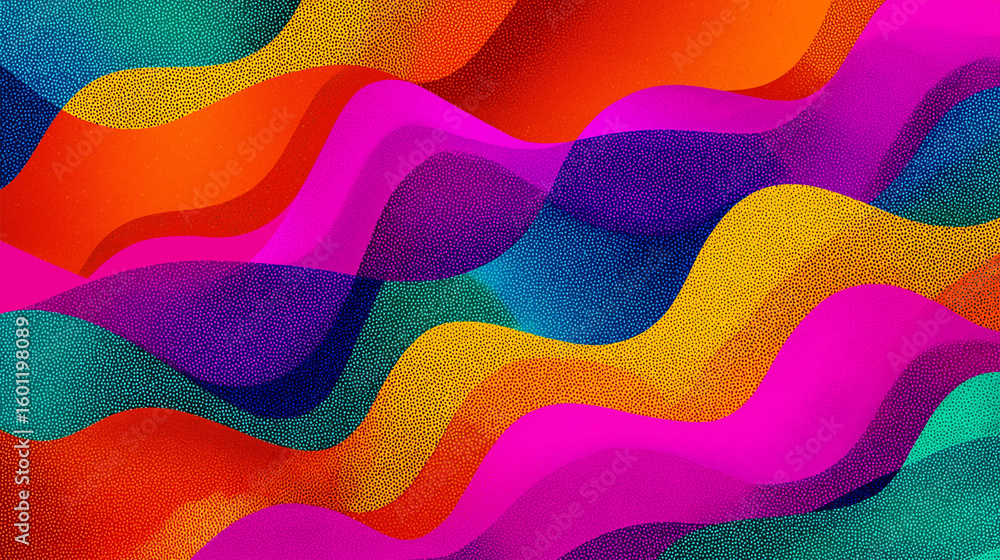 Poster vibrant waves abstract background with colorful flowing shapes and textures