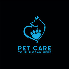 pet dog cat care clinic logo design vector