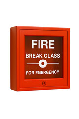 Red Fire Alarm Box with White Text Break Glass For Emergency