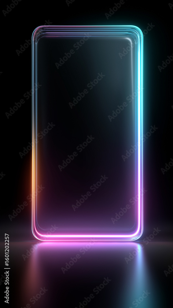 Poster luminous neon frame: a modern abstract design element for digital displays