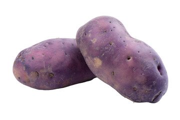 two purple potatoes sitting next to each other